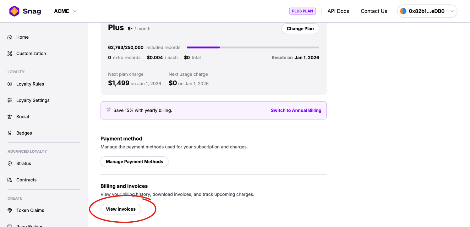 Billing history and invoice download in the Stripe customer portal